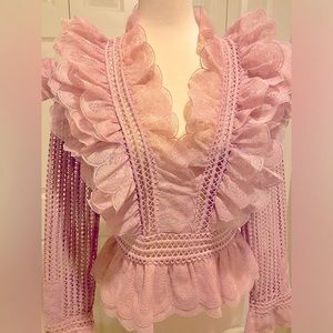 NWOT Pink Ruffle Long Sleeve Blouse